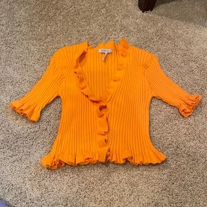 Bcbg orange short sleeved sweater